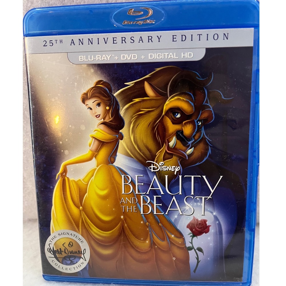 Disney Beauty & Beast Blu-ray DVD OS Blue Excellent 25th Anniversary Edition